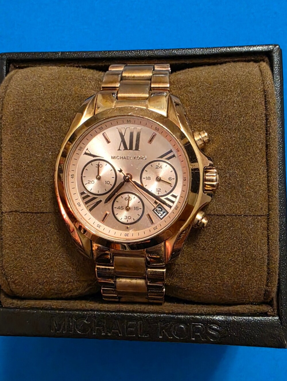 Michael Kors Women's Bradshaw Mini Rose Gold-Tone Chronograph Watch, MK5799